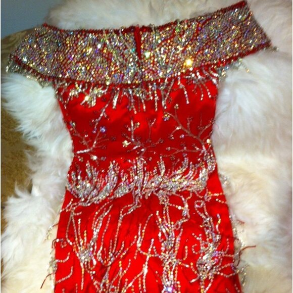 Couture Luxury Designer Wedding Evening Swarovski Crystals Runway Cocktail Dress - Picture 7 of 15